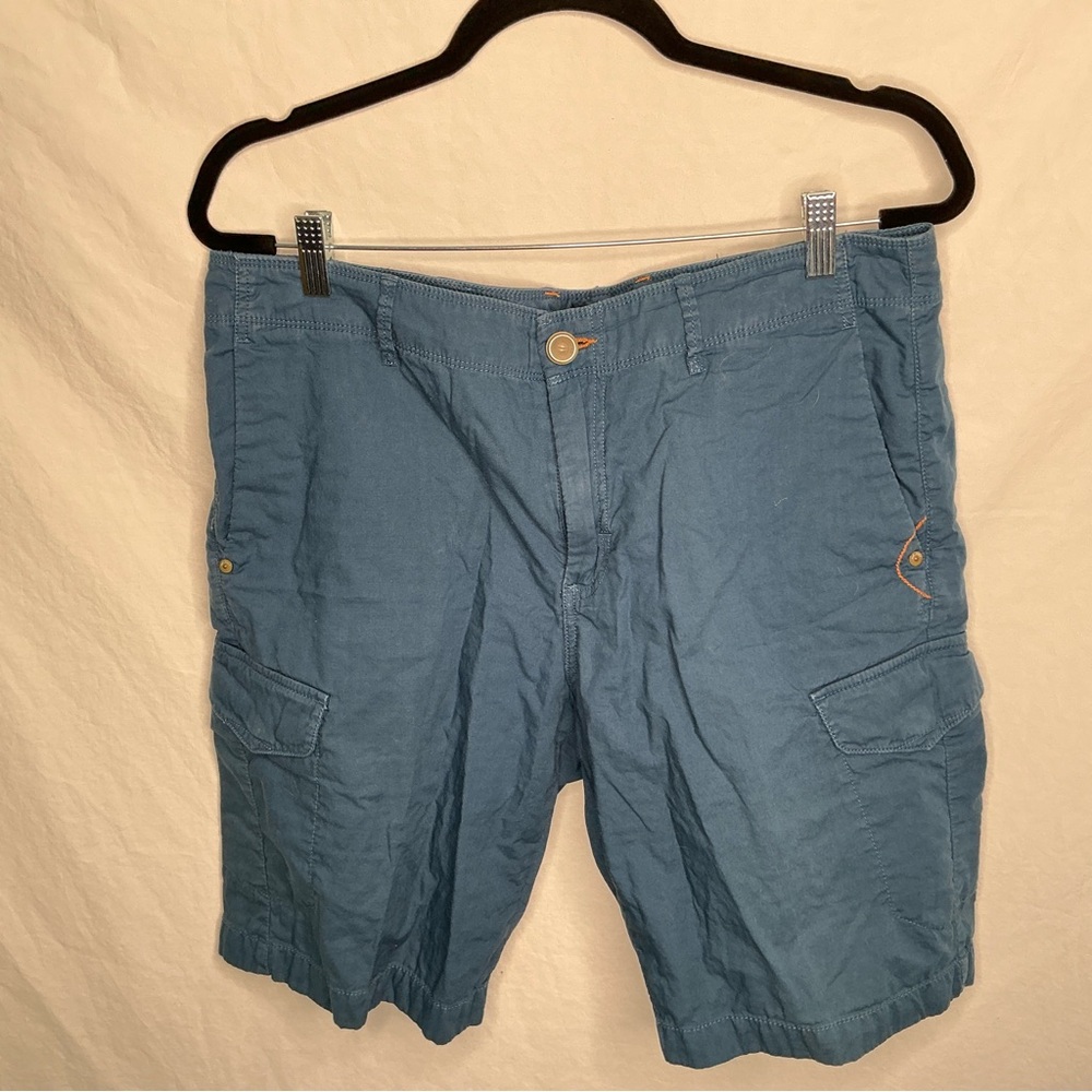 Tommy Bahama Men's Blue Cargo Shorts Size 35 X 9 (36) Cotton Beach Casual Summer